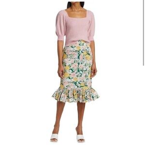 ByTimo Festive Peplum Hem Midi Skirt – Dandelion Yellow, S, NWT, 100% Cotton